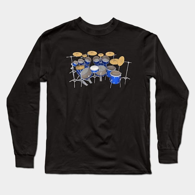 Drum Set Long Sleeve T-Shirt by PhantomLiving